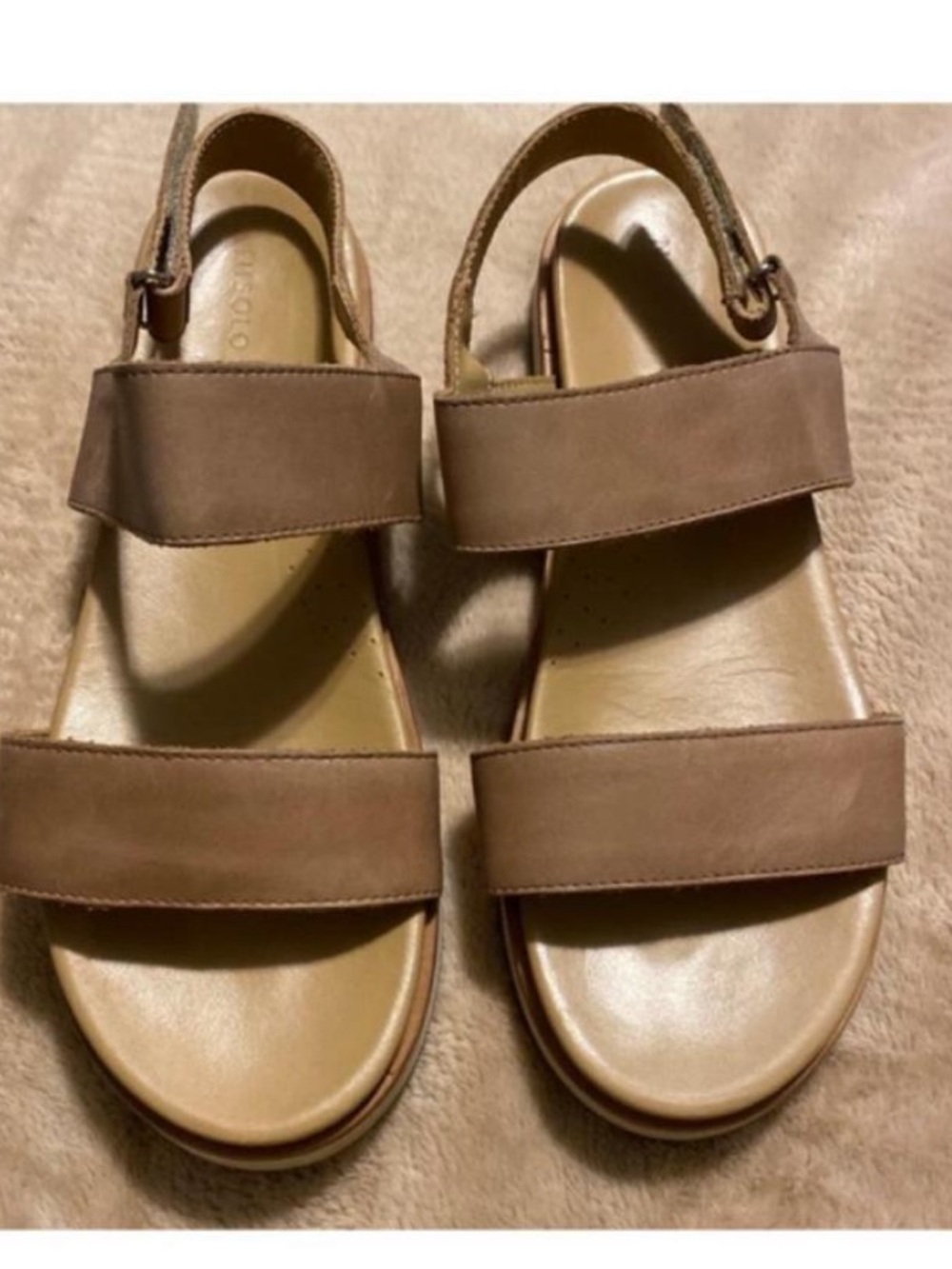 Nisolo Tan Leather Two-Strap Slingback Sandals Sz 10
